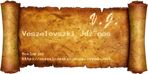 Veszelovszki János névjegykártya